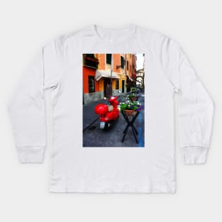 A Streetview in Santa Margherita, Italy Kids Long Sleeve T-Shirt